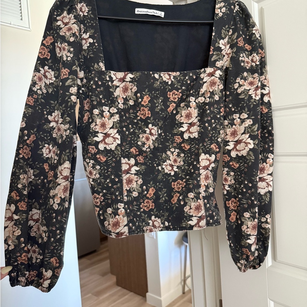 Abercrombie & Fitch Pink Floral Puff Sleeve Blouse